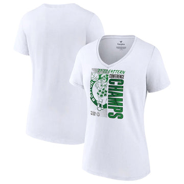 Boston Celtics Fanatics Branded T-shirt à col en V pour femmes, champions de la Conférence Est 2022, grande taille, vestiaire