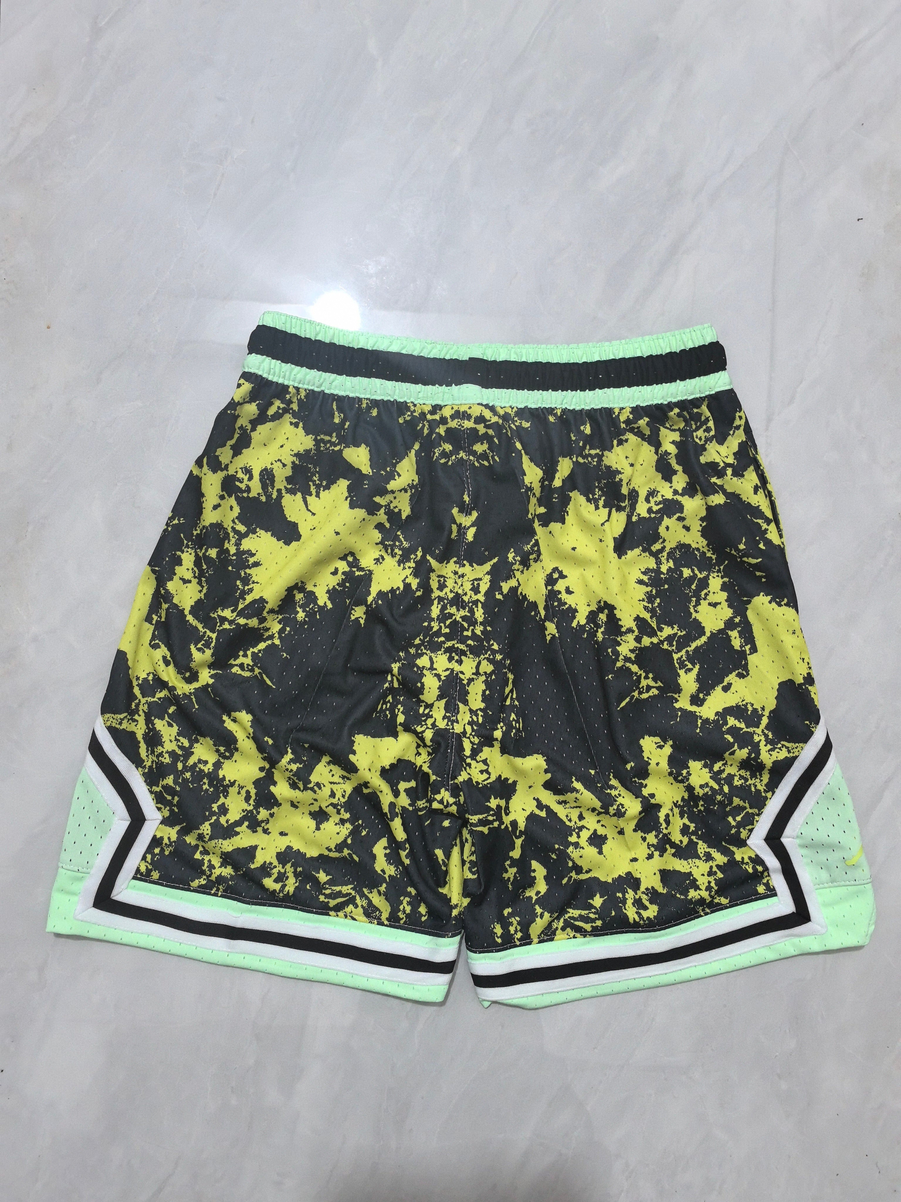 Jordan B-33 tie-dye black fluorescent green basketball shorts