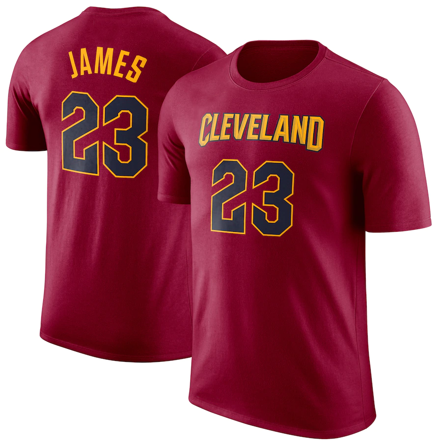 Men's Nike T-shirt Lebron James Wine Cleveland Cavaliers 2018 NBA Playoffs Name & Number #23