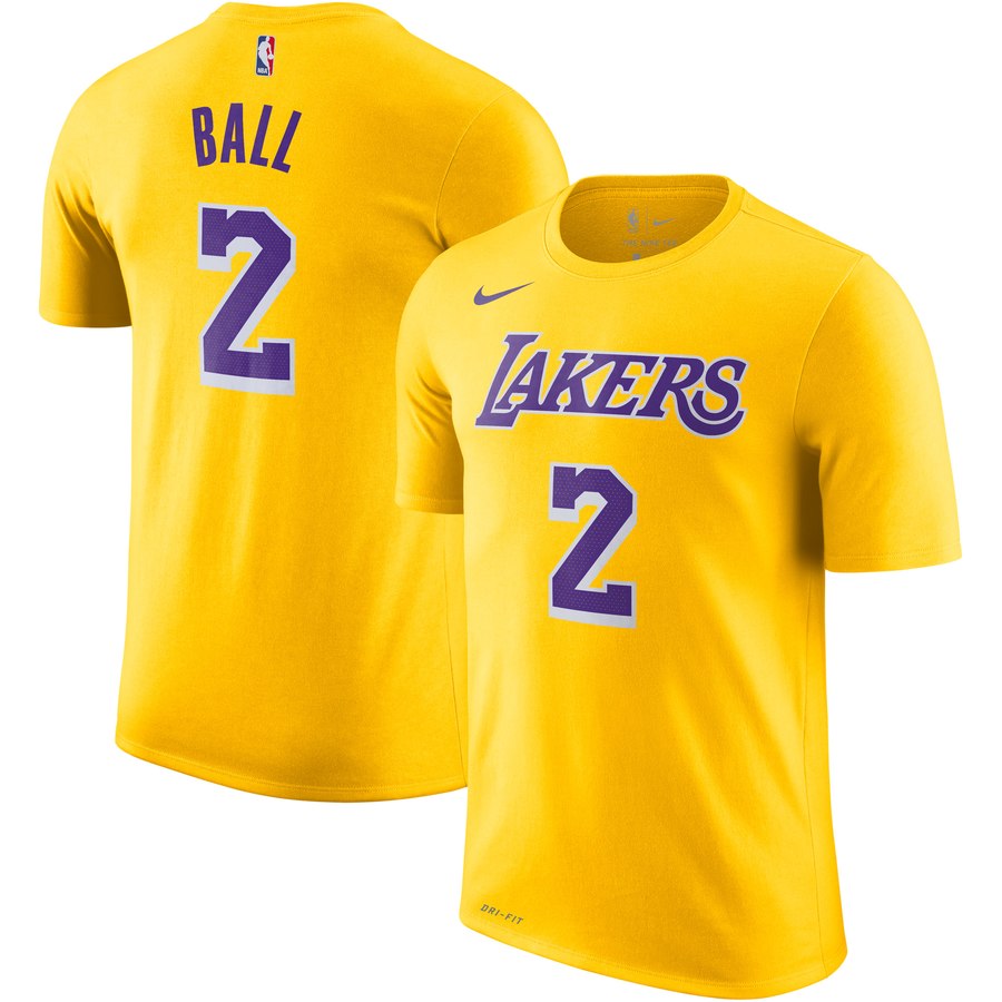 Nike Lonzo Ball Los Angeles Lakers Youth Gold Name & Number T-Shirt