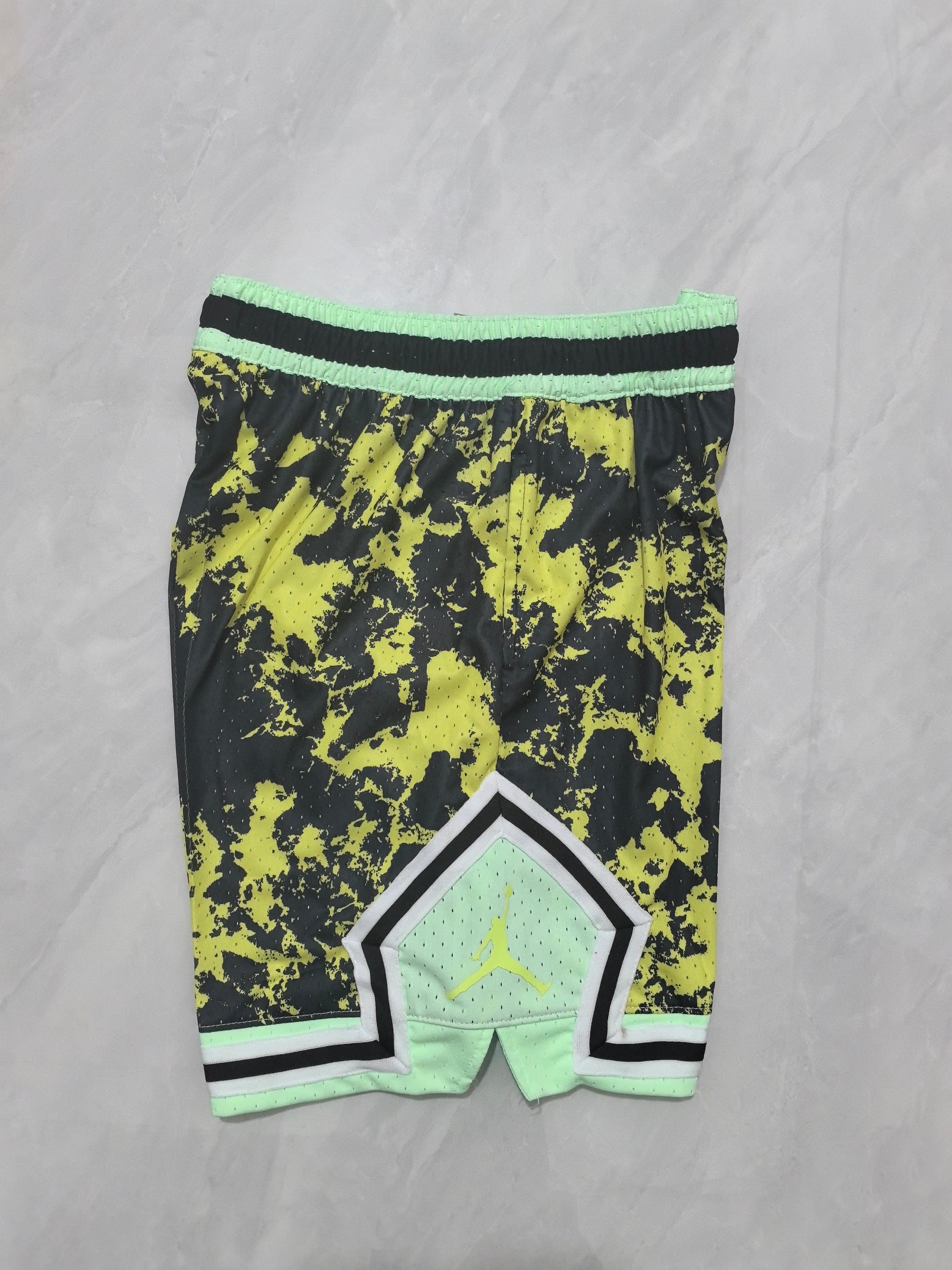 Jordan B-33 tie-dye black fluorescent green basketball shorts