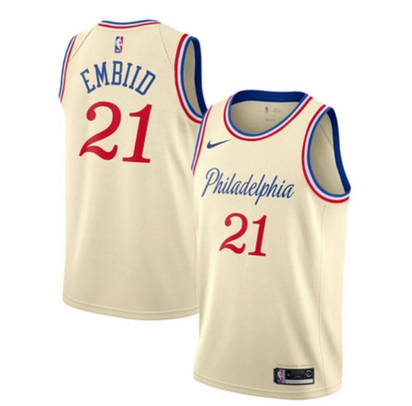 Philadelphia 76ers white 21 embiid jersey