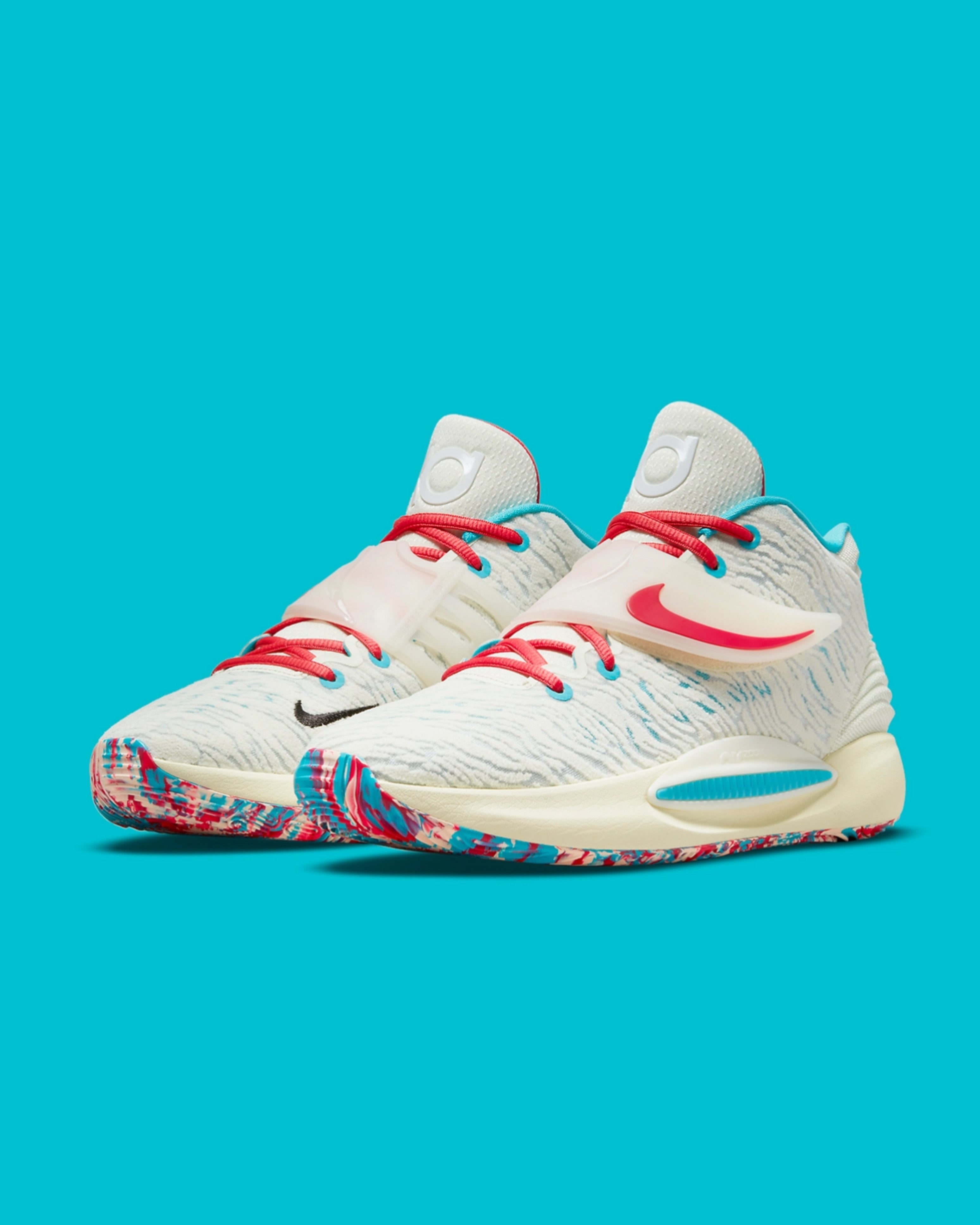 Nike KD 14 Blanc Rouge Bleu clair