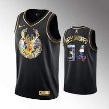 Milwaukee bucks 34 antetokounmpo black x multicolor  jersey