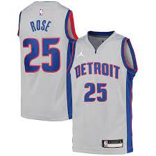 Detroit pistons 25 rose grey jersey