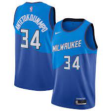 Milwaukee bucks 34 antetokounmpo blue  jersey